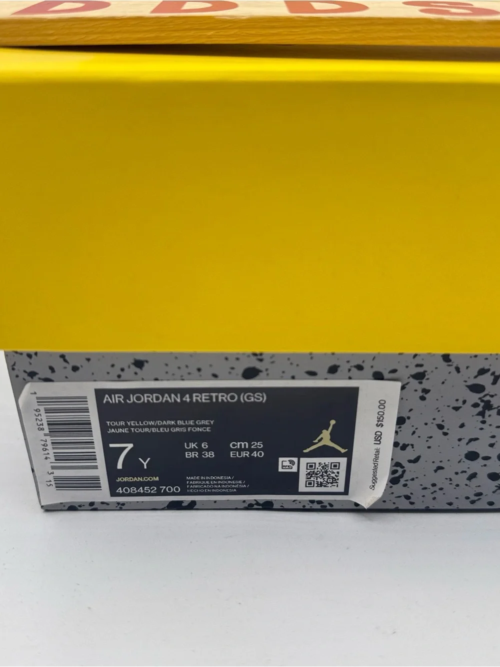 Nike Air Jordan 4 Lightning Tour Yellow GS 408452-700 Size 7Y/ Women's Size 8.5